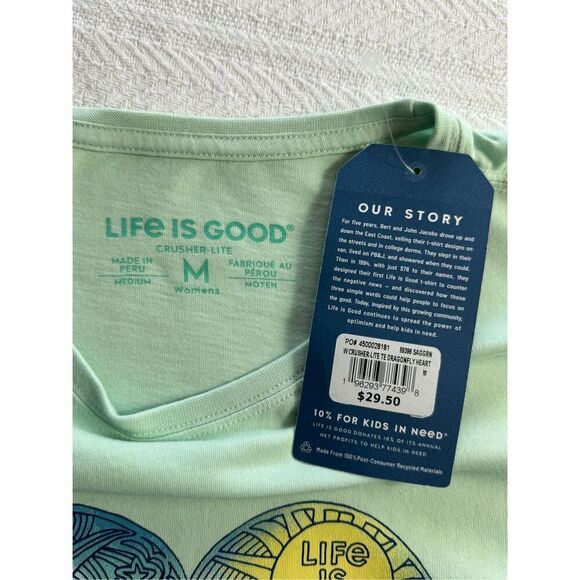 LIFE IS GOOD WOMEN’S MEDIUM Dragon Fly Heart T-Shirt - Picture 5 of 8